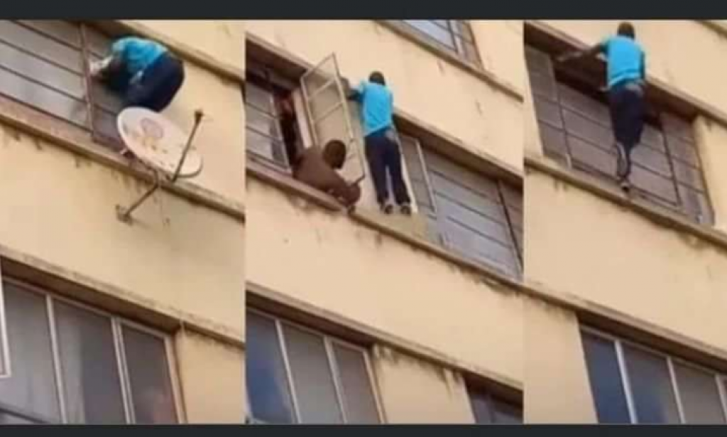 Lover escaped husband through the window