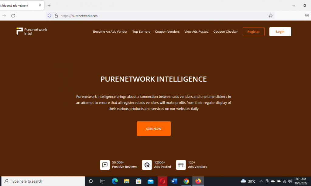 Purenetwork.tec﻿h Review Scam or Legit. Register Login how Pure network Intel App Works