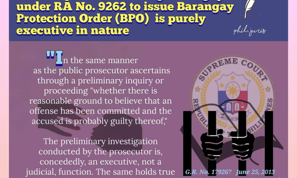 SC: The power of Punong Barangay under  VAWC to issue a BPO is purely executive in nature