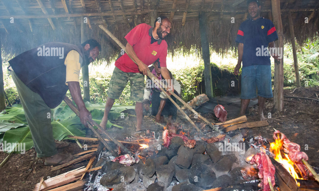 Traditional way of preparing food in the highlands region of Papua New Guinea