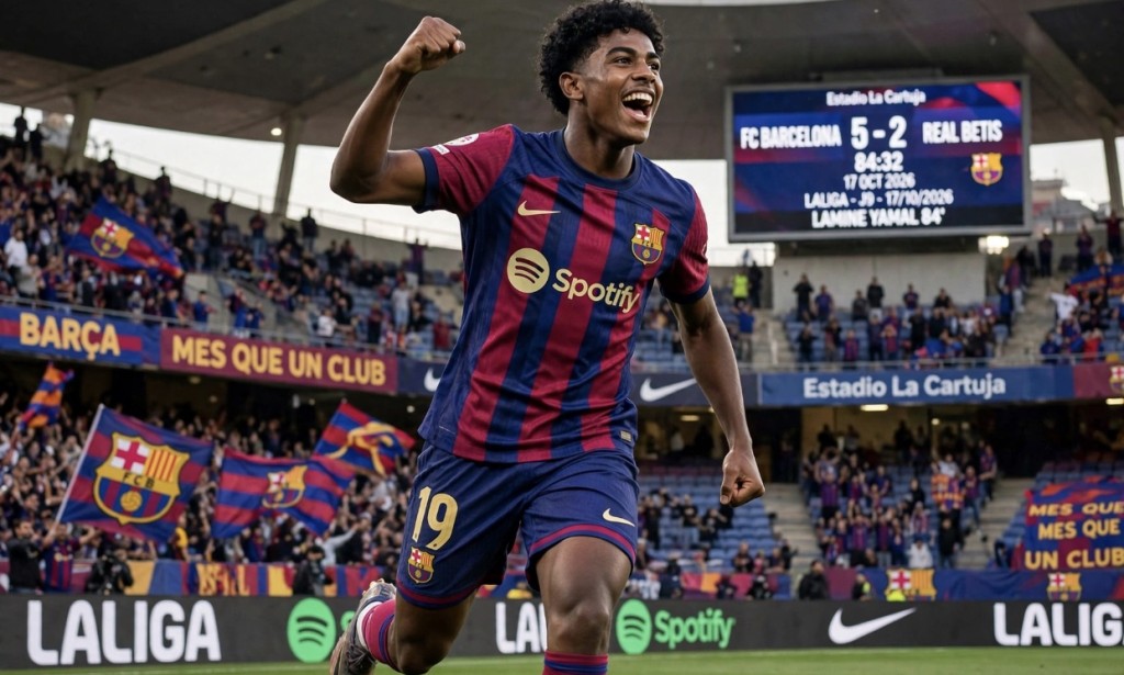 Lamine Yamal Shines Again as Barcelona Thrash Real Betis 5-2 to Make It 9 Wins in a Row