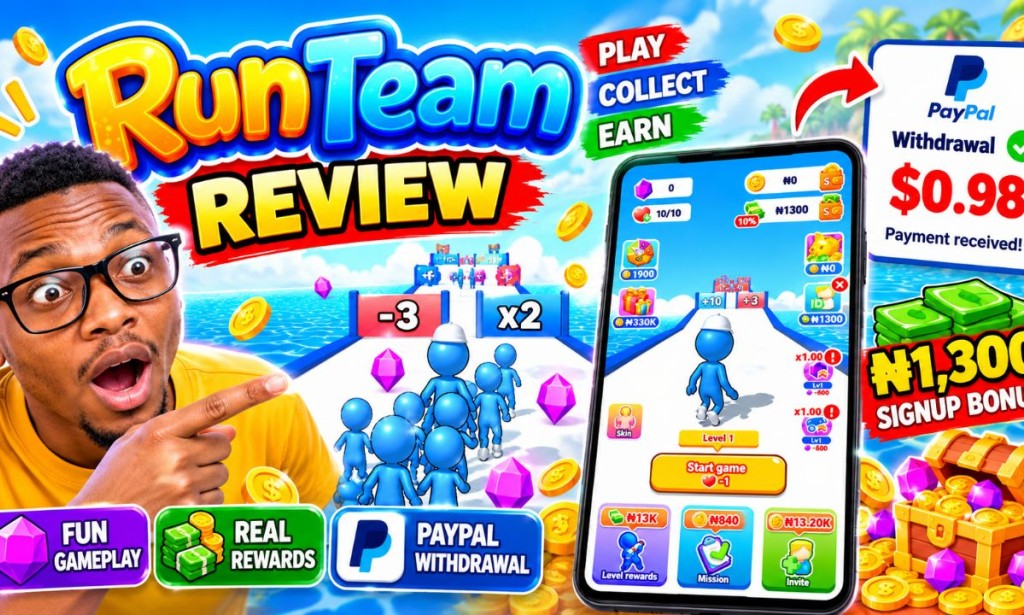 Run Team App Review: How to Earn Money Playing Games & Withdraw via PayPal