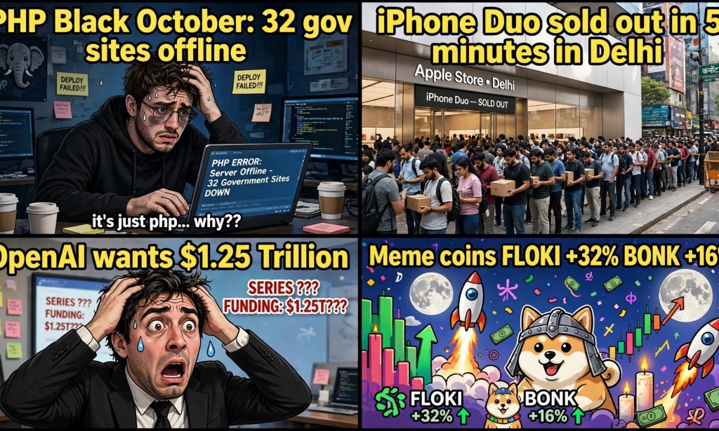Tech Today Be Like: PHP Black October Takes 32 Gov Sites Offline, iPhone Duo Sold Out in 5 Minutes, Meme Coins FLOKI +32% Pump