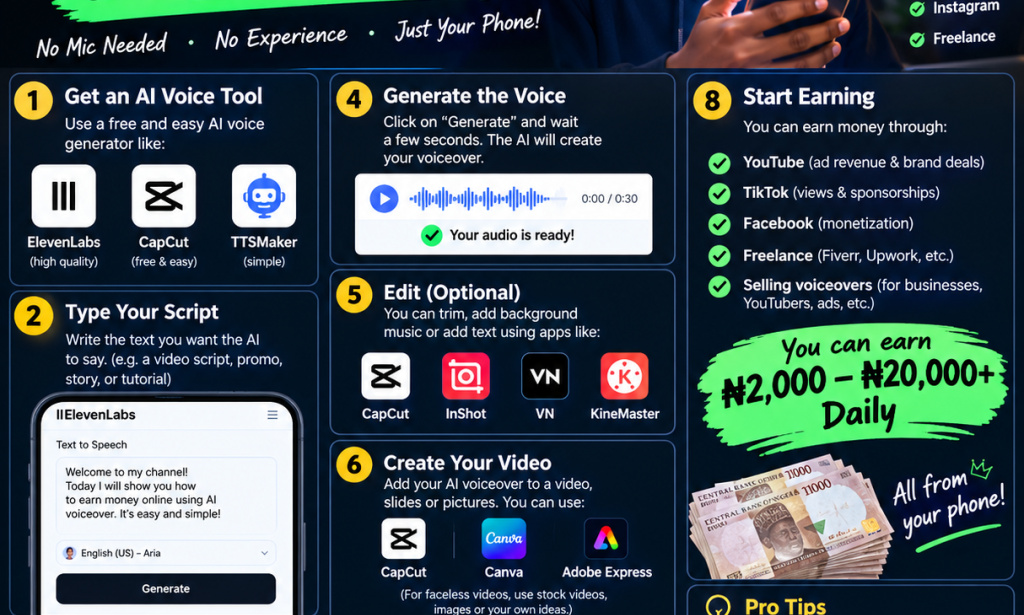 How to make AI voice over and earn Daily with your phone