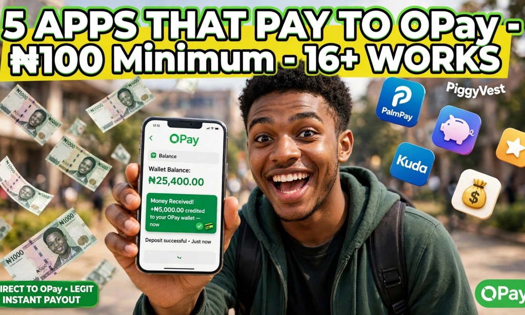 5 Apps That Pay Directly To OPay in Nigeria October 2026 - No Referral, 16+ Works